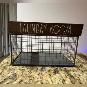 NWT Rae Dunn Laundry Room Wired Wooden Basket